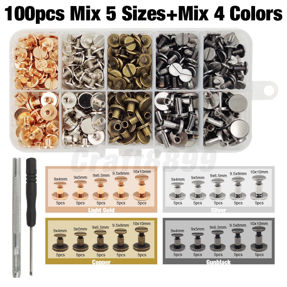 40-140sets Metal Solid Screw Nail Rivet Double Curved Head Belt Strap ...