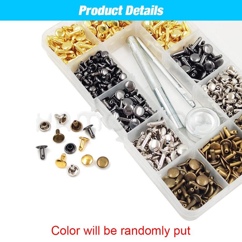 480 Sets Metal Double Cap Rivets Stud With Tool Kits Pliers Round Nail ...