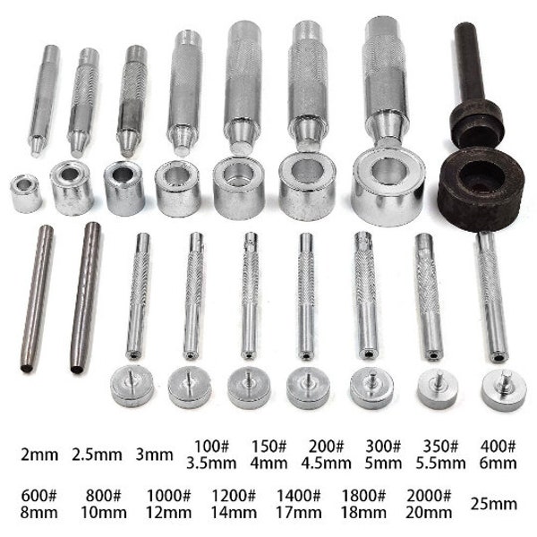 1 Set 2-25mm Jeu d’oeillets Outil Handmade Metal Eyelets Grommet Installation Moule Tool Acier au carbone DIY Haute Qualité Fabrication d’œillets