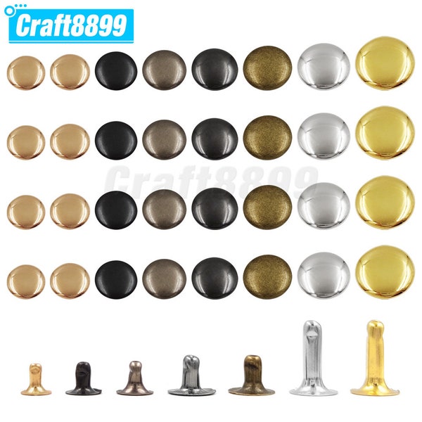 100sets 5mm-15mm Metal Round Rivet Single Cap Rivets Studs for DIY Leather Craft Bag Belt Garments Hat Shoes Accessories