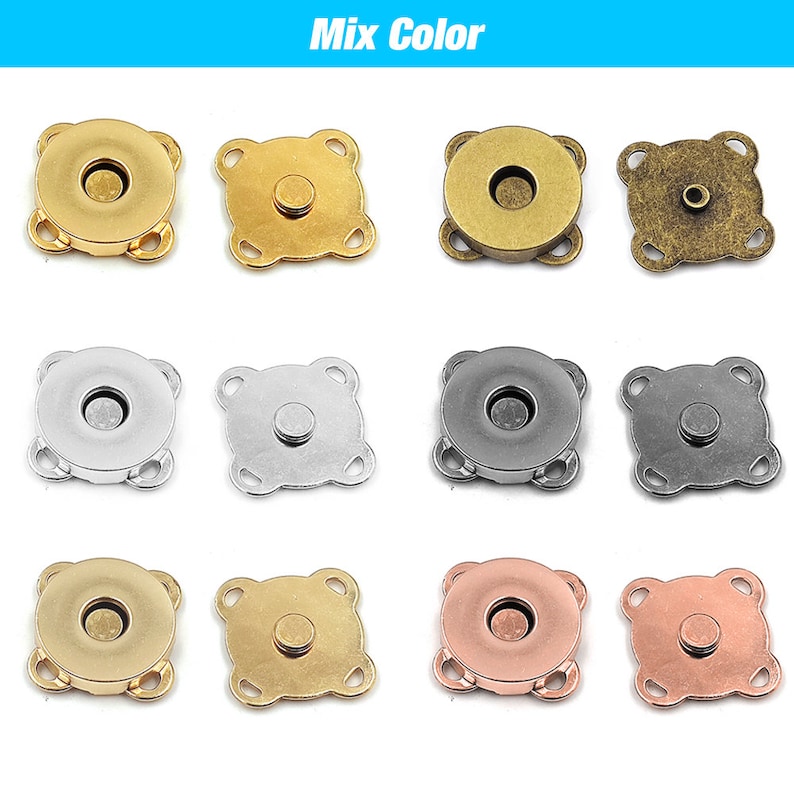 10sets/lot 10mm-18mm Magnetic Buttons DIY Magnet Snaps Purse Clasp Closures Metal Wallet Button Bag Accessories Craft Buckle 12Sets Mix 6 Colors