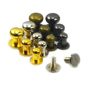 7mm x 5mm x 8mm Round Head Nail Rivet Bag Chicago Stud Screws Back Copper Leather (Gold Silver Copper Black)