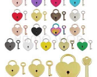 1 candado de metal estilo antiguo con forma de corazón, estilo vintage, mini candado arcaico para diario, mochila, maleta, caja de equipaje, candado con llave.