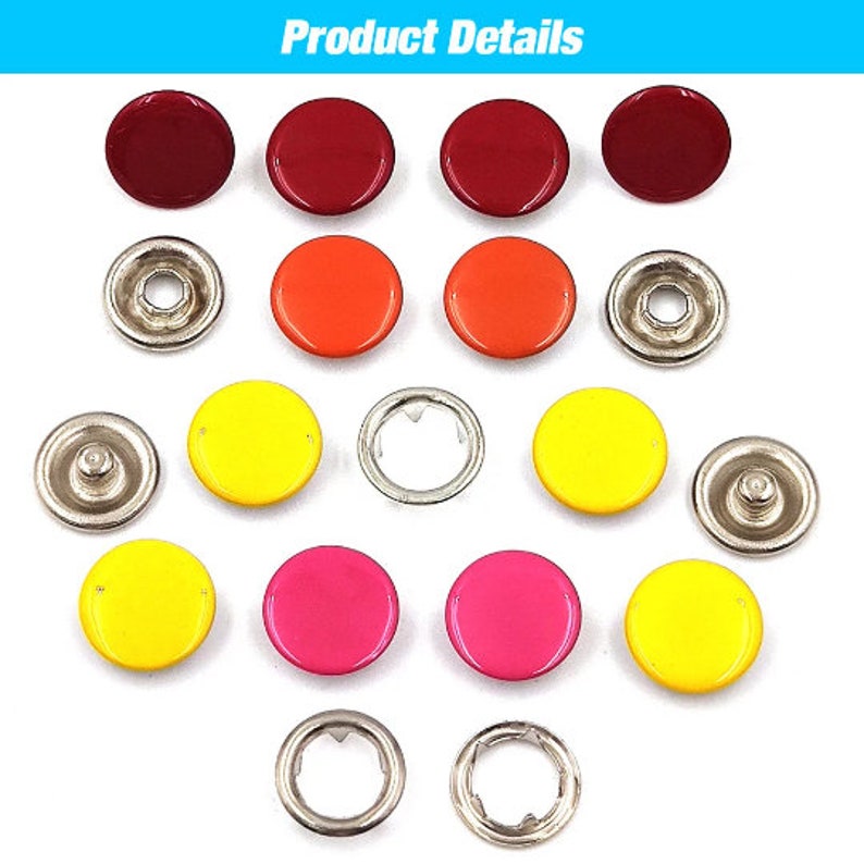 50 Sets 9.5mm 11mm Metal Prong Snap Button Solid Prong Press Button Ring Studs Fasteners For Clothes Garment Sewing Bags Shoes image 5