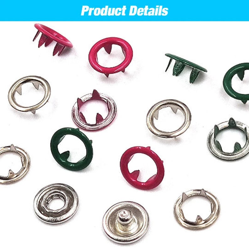 50 Sets 7.5/9.5/11mm Metalen Prong Drukknoop Druk op Knop Studs Bevestigingsmiddelen Holle Prong Ring met Mal Voor Kleding Kledingstuk Naaien Tassen Schoenen afbeelding 5