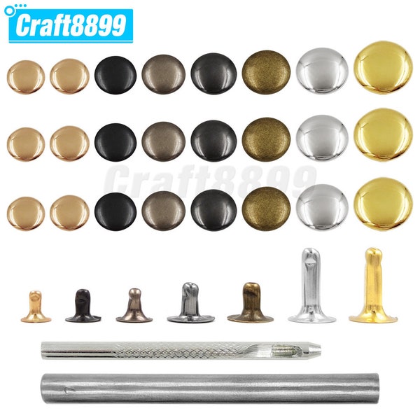 100sets 5mm-15mm Metal Round Rivet Single Cap Rivets Studs for DIY Leather Craft Bag Garments Hat Shoes Accessories With Tools