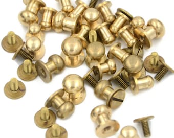 Stud Screw Round Head Solid Brass Nail Rivet Chicago Button DIY Leather