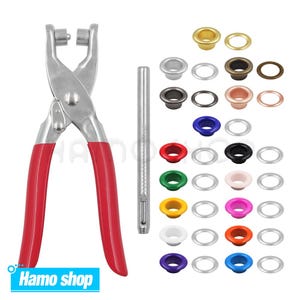 1 Set Grommet Eyelet Plier Set, Eyelet Hole Punch Pliers Kit With 200Sets Metal Eyelets, Grommet Tool Kit For DIY Leather Craft