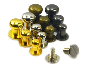 9mm x 8mm x 10mm oro argento rame nero testa rotonda chiodo rivetto borsa Chicago stud viti indietro pelle di rame