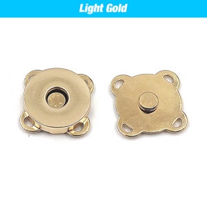 10sets/lot 10mm-18mm Magnetic Buttons DIY Magnet Snaps Purse Clasp Closures Metal Wallet Button Bag Accessories Craft Buckle 10Sets Light Gold