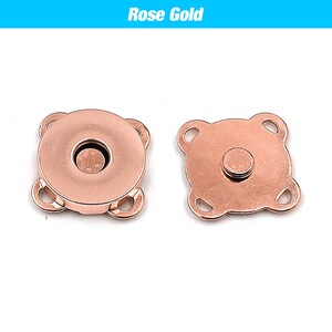 10 ensembles/lot 10mm-18mm boutons magnétiques bricolage aimant boutons-pression sac à main fermoir fermetures métal portefeuille bouton sac accessoires artisanat boucle 10Sets Rose Gold