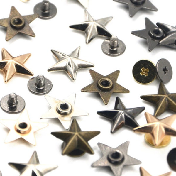 Rivets étoiles en métal, clous, pointes, boutons ponctuels, attaches pour sac de ceinture en cuir