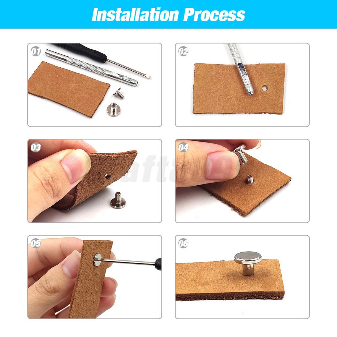 10sets Metal Solid Screw Nail Rivet Double Curved Head Belt Strap ...