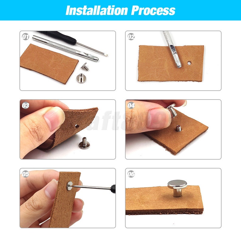 10sets Metal Solid Screw Nail Rivet Double Curved Head Belt Strap ...