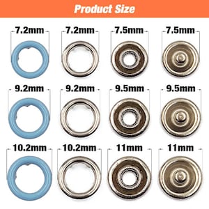 50 Stück 9,5 mm Metall-Zink-Druckknopf-hohle Druck-Verschlüsse-Bolzen mit Zange für Kleidung Kleidungsstück Nähen-Beutel-Schuhe Bild 3