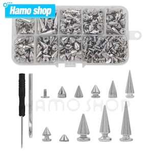 70-180 Stück Silber Niet Kegel Ohrstecker Screwback mit Installation Tool Kits Metall Spike Leder Handwerk DIY Für Schuhe Tasche Gürtel Kleidung