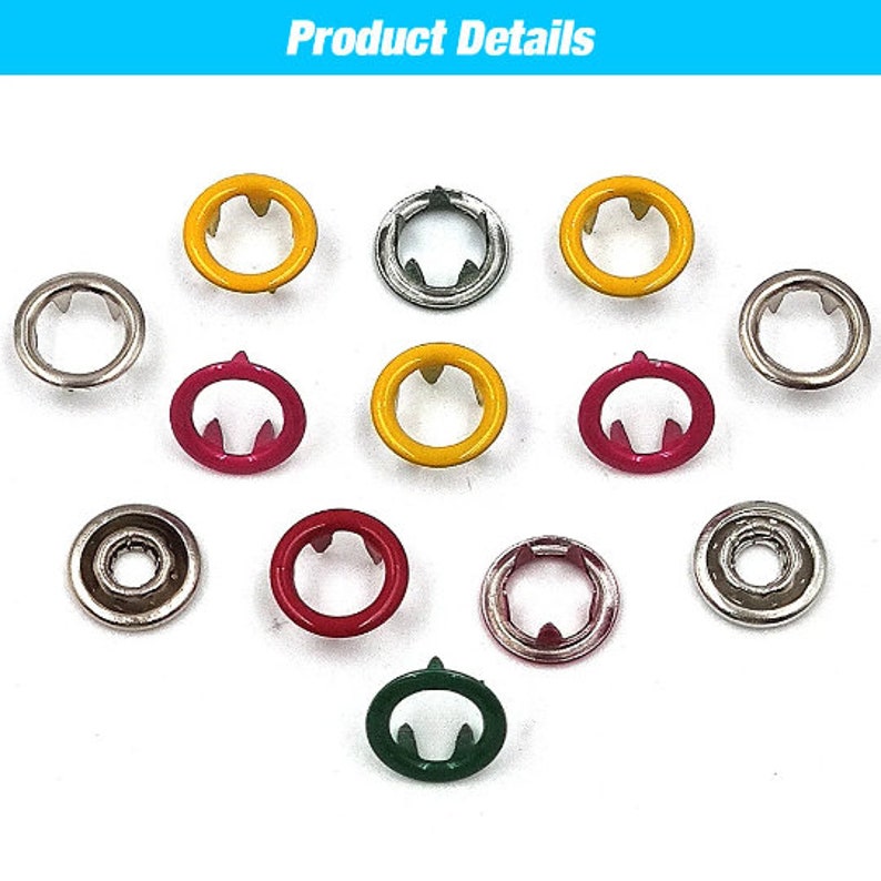 50 Sets 7.5mm/9.5mm/11mm Metal Prong Snap Button Prong Press Button Ring Studs Fasteners For Clothes Garment Sewing Bags Shoes zdjęcie 6