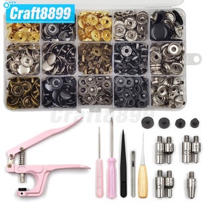 50set Leather Snap Fasteners Kit,10mm 12mm 15mm Metal Button Snaps