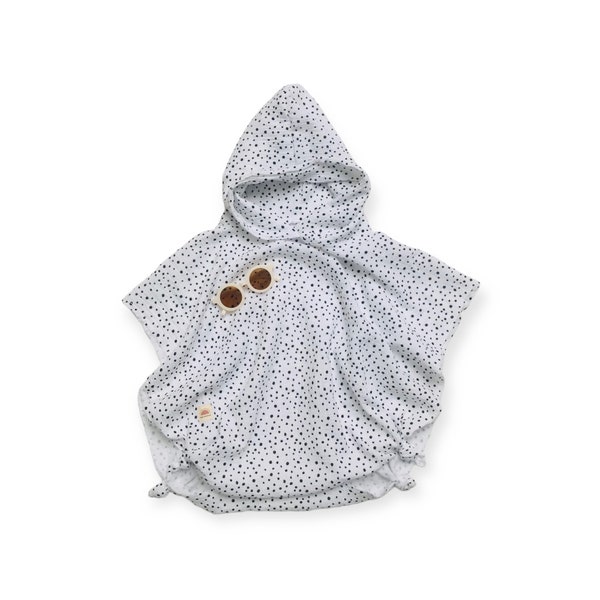 Poncho bath poncho muslin bathrobe white dots children baby beach towel beach cover