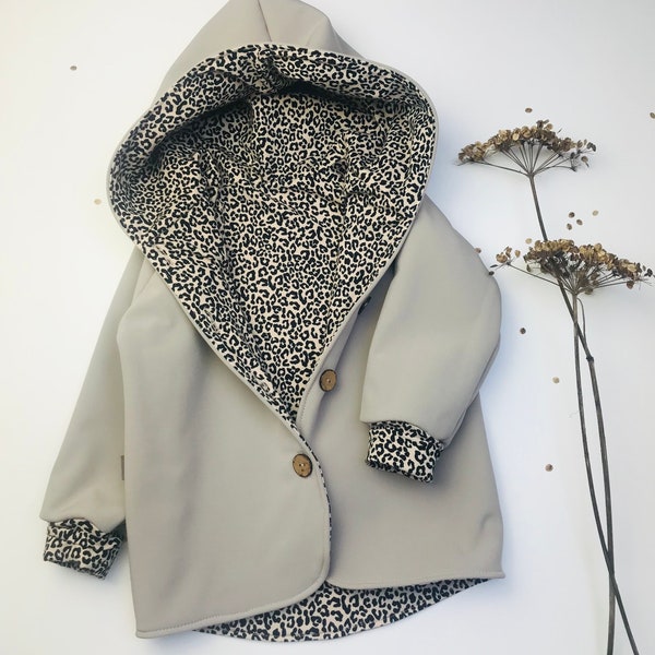 Softshell Jacke Leoprint Leopard Mädchen  Übergangsjacke Matschjacke Mädchenjacke Regenjacke beige Wunschgröße 86-116