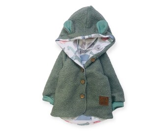 Wunschgröße 56-110 Sweat Baby Jacke Übergangsjacke Mitwachsjacke Boncle Schafslöckchen