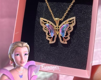 Fairytopia Elina Butterfly Necklace, Mariposa Necklace, Fairytopia Pendant, Gold Plated, best friend gift, Magical Butterfly, Elina Neclace