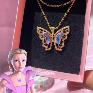 Fairytopia Elina Butterfly Necklace, Mariposa Necklace, Fairytopia Pendant, Gold Plated, best friend gift, Magical Butterfly, Elina Neclace