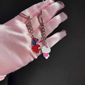 Spider and Kitty Couple Keychain Set