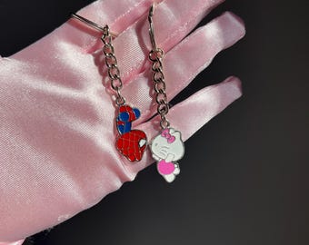 Spider Hello Key Chain, Spiderman and Hello K Couple Key Chain, Hello K, Lover Key Chain, 2 pcs BFF Key Chain