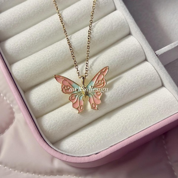 Fairytopia Butterfly Pendant Steel Necklace, Gold Plated Steel