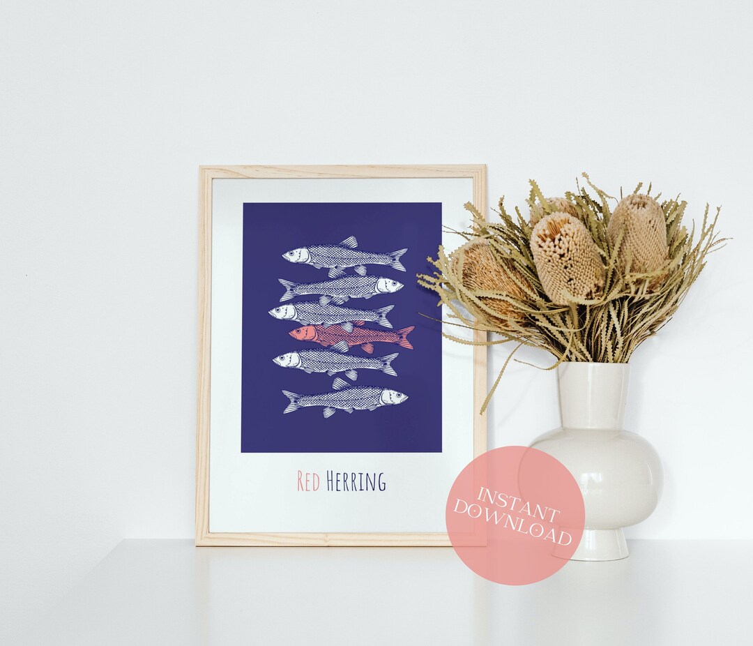 Red Herring Literary Art Print Printable Wall Art Gifts for - Etsy