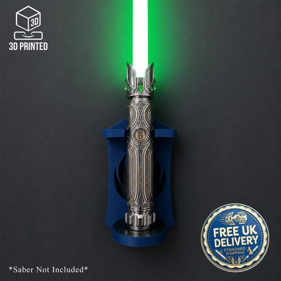 Universal Lightsaber Wall Mount | Custom Star Wars Display Stand Bracket | Fits All Hilts Neopixel FX Replica | Blade Clip Custom Logo