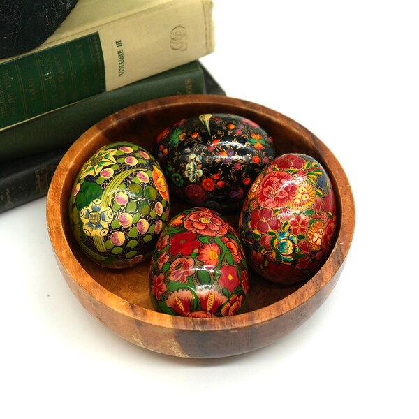 Vintage Hand Painted Kashmiri Paper Mache Easter Eggs SOLD SEPARATELY | Vibrant | Colourful | Florals | Birds | Gift | Made in India