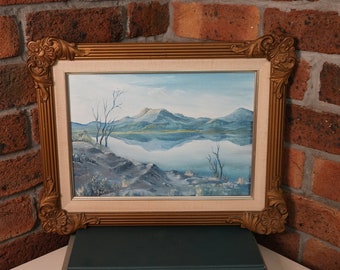 Vintage Original Landscape Oil Painting Mounted & Framed Ornate Gold Wood Frame Signed by Artist M.b.Sheedy | Artwork | Gallery Wall | Gift