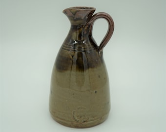 Vintage Old Ballarat Pottery Carafe Pitcher, Vintage Australian Pottery Mottled Graduated Glossy Brown Grey Glossy Glaze 1980s 1990s