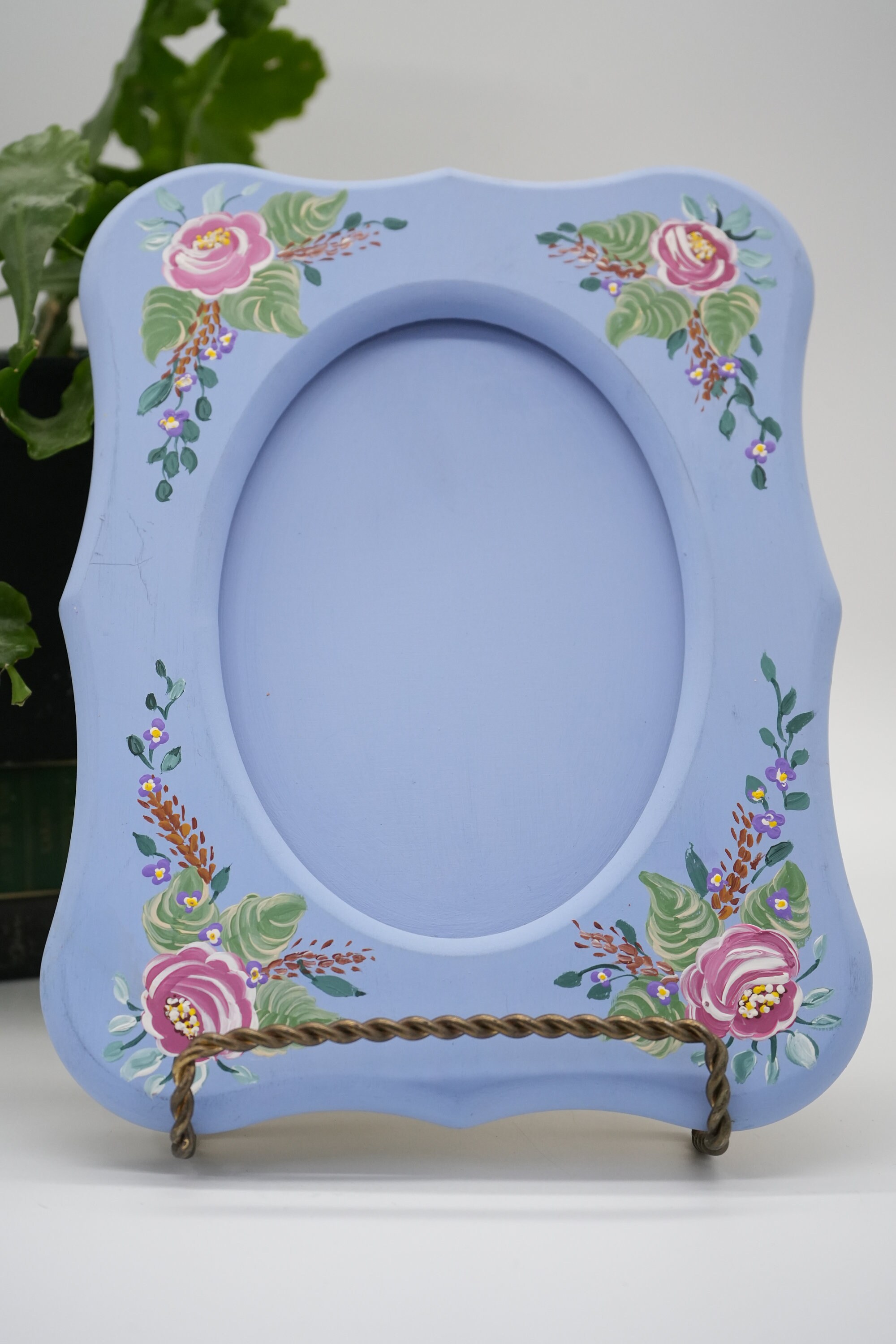 Traditional Frames Vintage Hand Painted Wooden Folk Art Photo Picture Frame Pale - Etsy