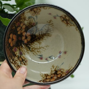 Vintage Australian Stoneware Pottery Bowl: Hand-Painted Floral Decor
