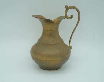 Vintage Brass Decorative Jug Vase, Boho Chic Home Decor. Made in India.