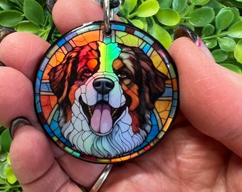 Rear View Mirror Charm,Car Decor, Saint Bernard, Birthday Gift, Stocking Stuffers,Christmas Gift, Gift Under 20, Take Your Dog With You Gift