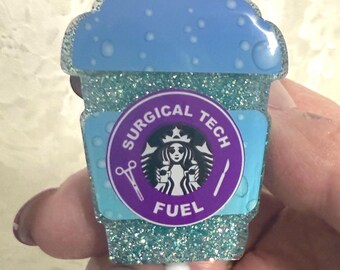 Surgical Tech Badge Reel, Glitter Acrylic, Coworker Gift
