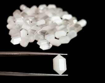 Natural White Moonstone Faceted Double Pointed Bullets Shape Loose Gemstones, Jewlery Making Supplies (5x11mm), Double Terminated Beads