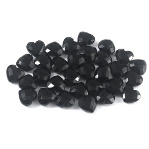 6 Pieces AAA Black Onyx Heart Shape Briolette&#39;s, Black Onyx Faceted Carved Briolette Loose Gemstone 11mm, Jewelery Making