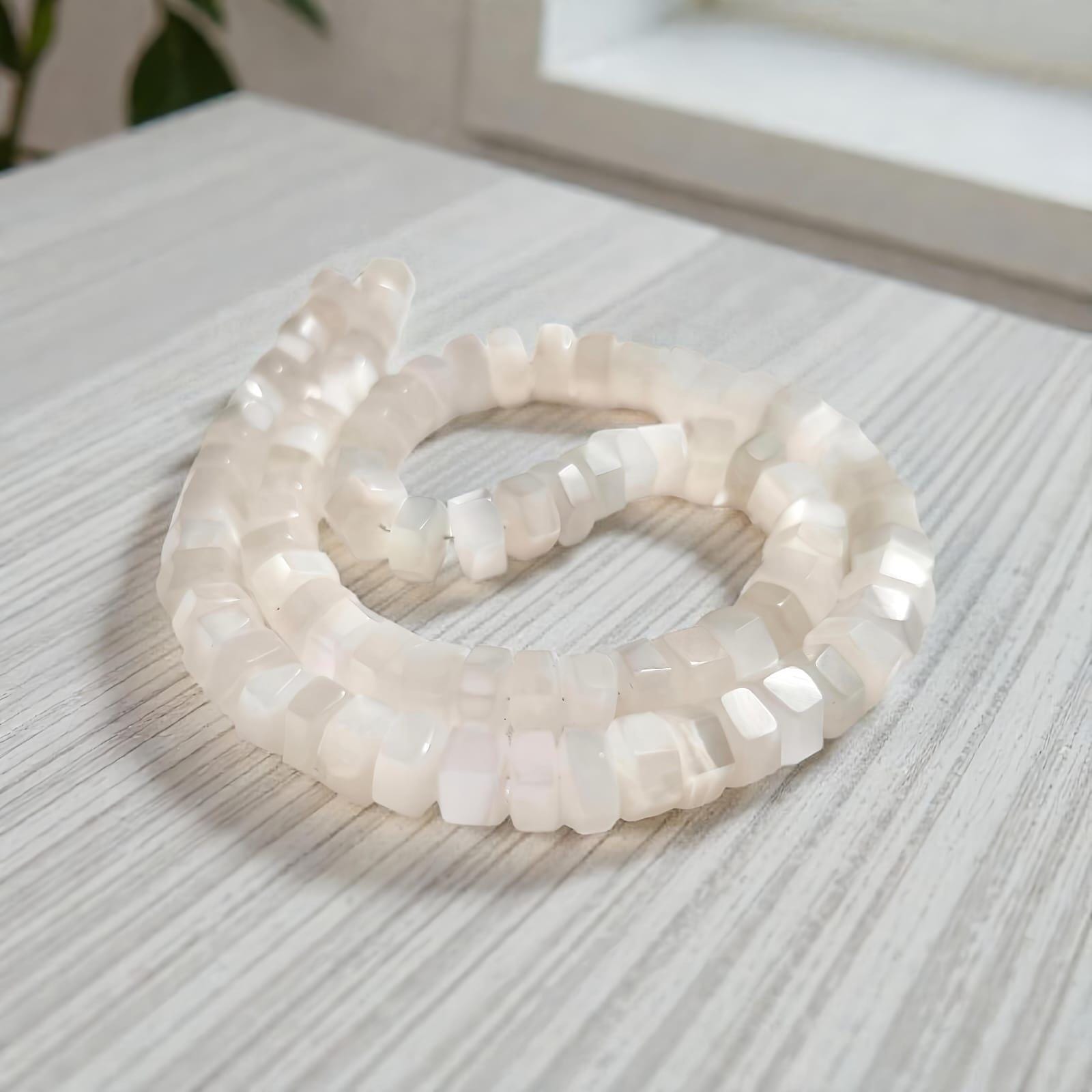 AAA White Moonstone Faceted Bolt Shape Rondelle Beads, Heishi/tyre ...