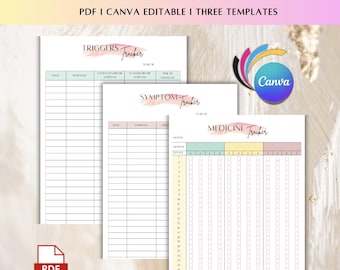 Printable Health & Wellness Tracker Bundle: Symptom, Trigger, Medication Log (PDF)