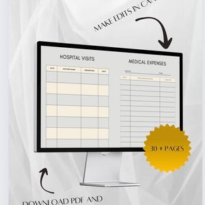 Customizable Digital Medical Planner: Health Tracker Template (PDF) - Etsy