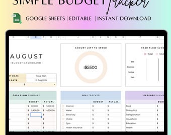 Monatlicher Budgetplaner: Google SheetsFinance Tracker (Digitaler Download)