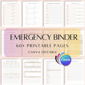 Druckbare Notfall Sammelmappe | Planer für den Notfall | Wichtige Dokumente Organizer | Digitaler Download | Geschenk für die Mutter