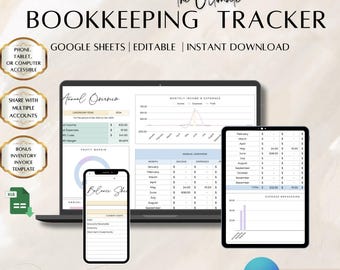Small Business Bookkeeping Spreadsheet: Google Sheets Sales Tracker (Digital Download)