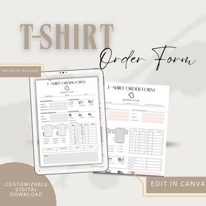 T-Shirt Order Form Template: Small Business Canva Template (Digital Download)