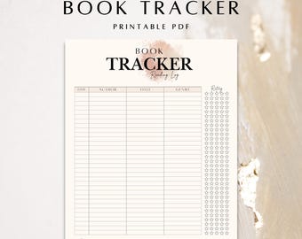 Printable Book Tracker: Reading Log, Bookworm Gift (PDF Download)